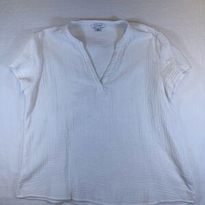 PURE NAVY Cotton Cap Sleeve V-Neck Top Womens XL